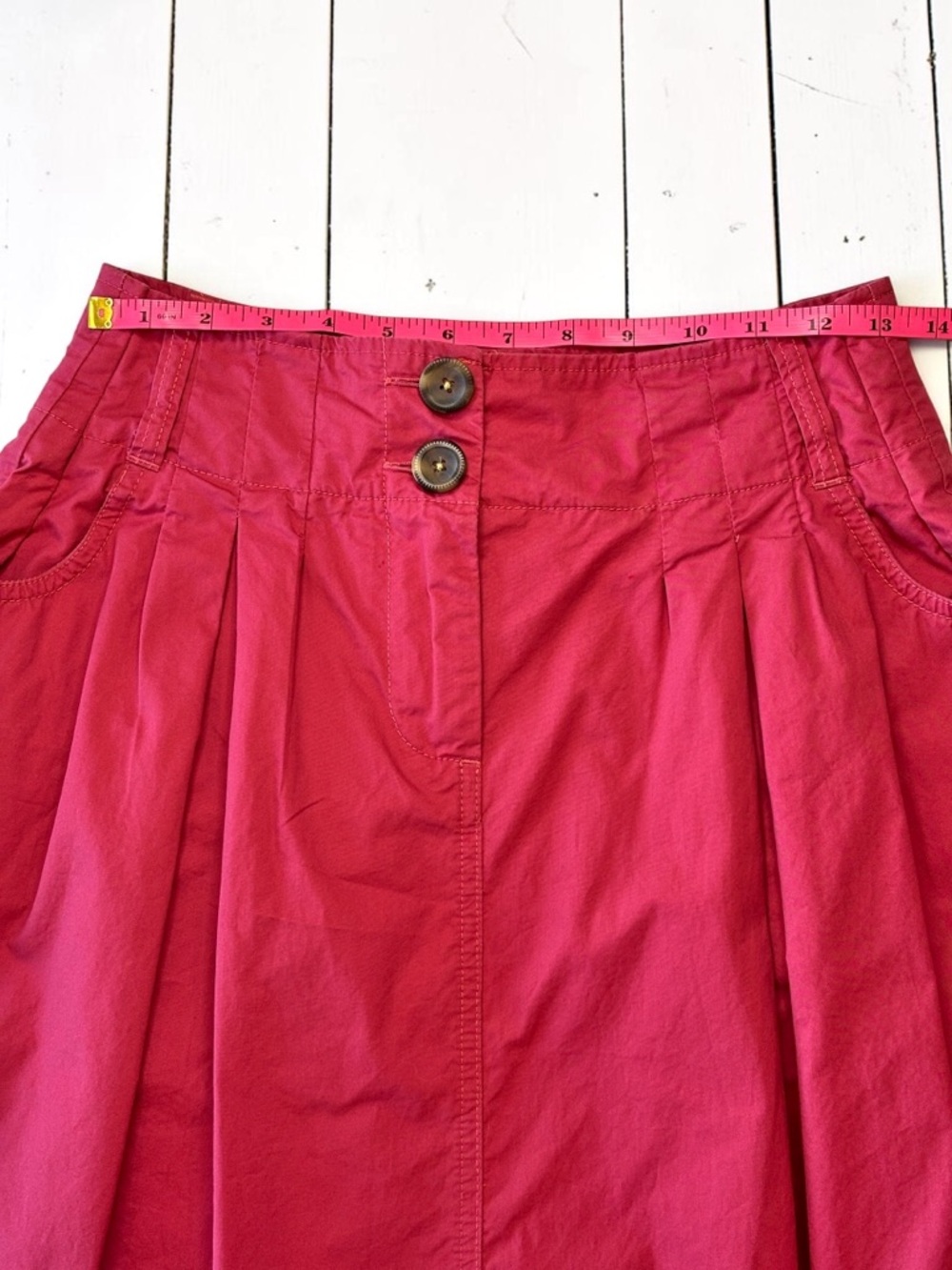 Merona Coral Pink Pleated A-Line Skirt Cotton Knee Length Size 6 - Picture 9 of 11